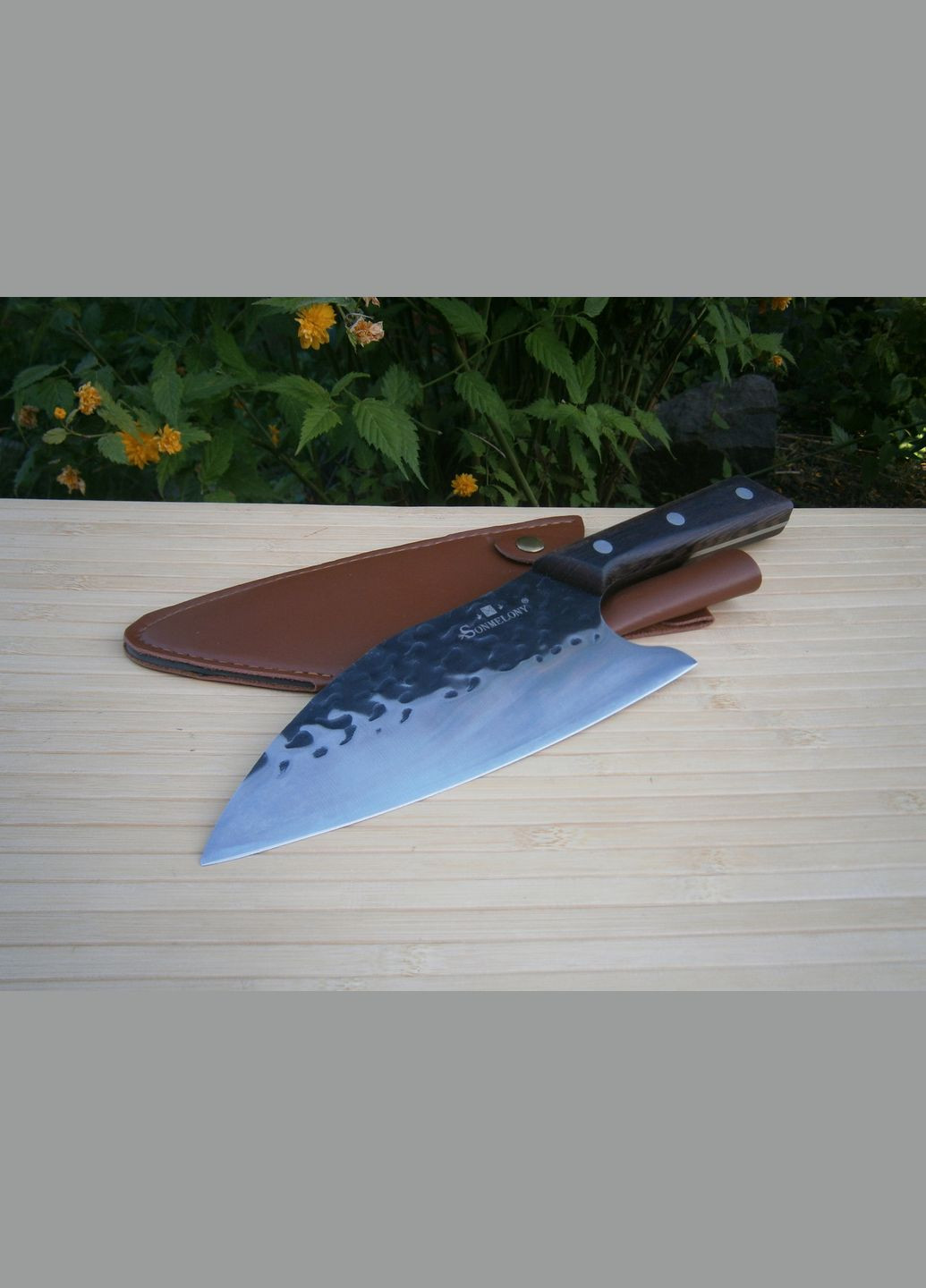 Ніж - сокира кухарський Sonmelony Chef RT-03 в чохлі 30 см No Brand (302391832)