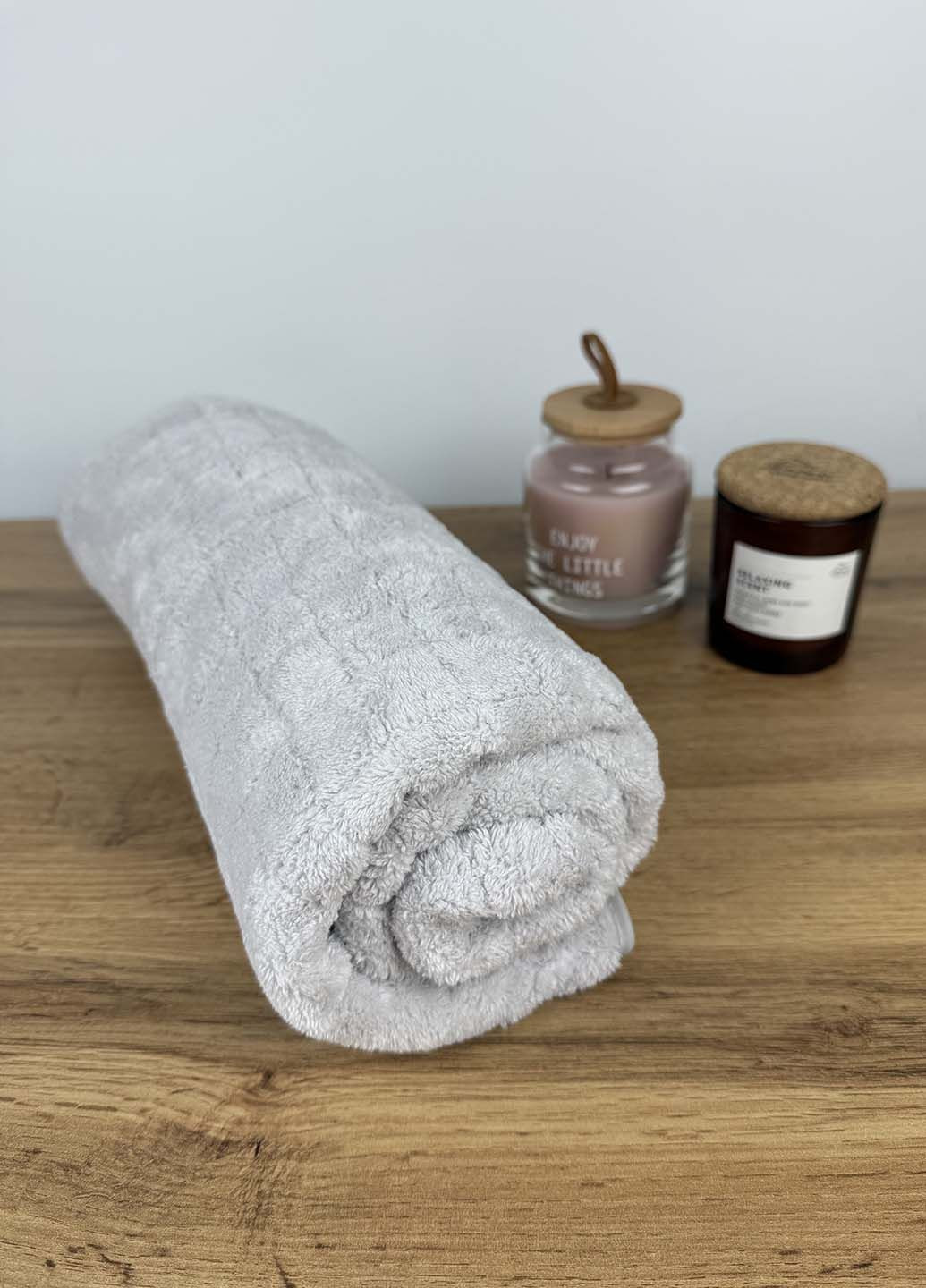 Рушник лицьовий мікрофібра 100х50 см Homedec клітинка світло-сірий