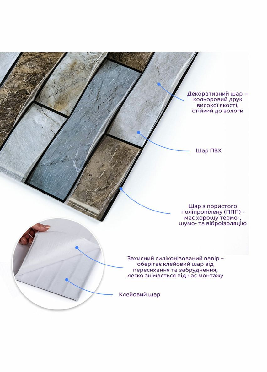 Декоративная плитка ПВХ на самоклейке квадрат 300х300х5мм, цена за 1 шт. (СПП-600) SW-00000525 Sticker Wall (292564722)
