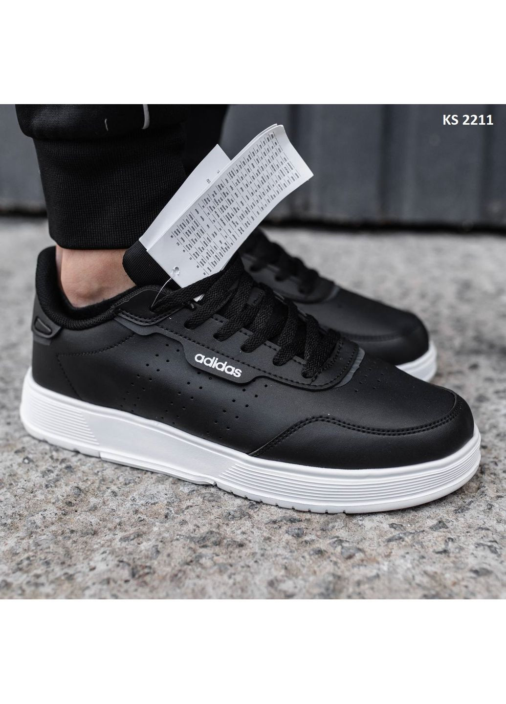 КРОССОВКИ ЖЕНСКИЕ ADIDAS BLACK WHITE АДИДАС No Brand чёрные демисезоны (369391216)