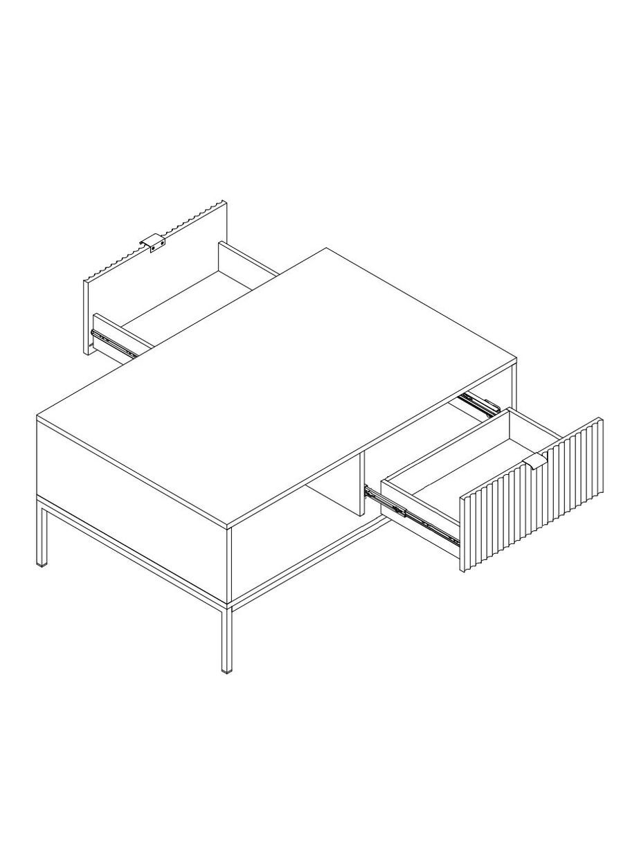 Стіл журнальний Нова / Nova з 2 шухлядами та чорними ніжками L104 Білий (PFH-091248) Perfect Home (368662991)