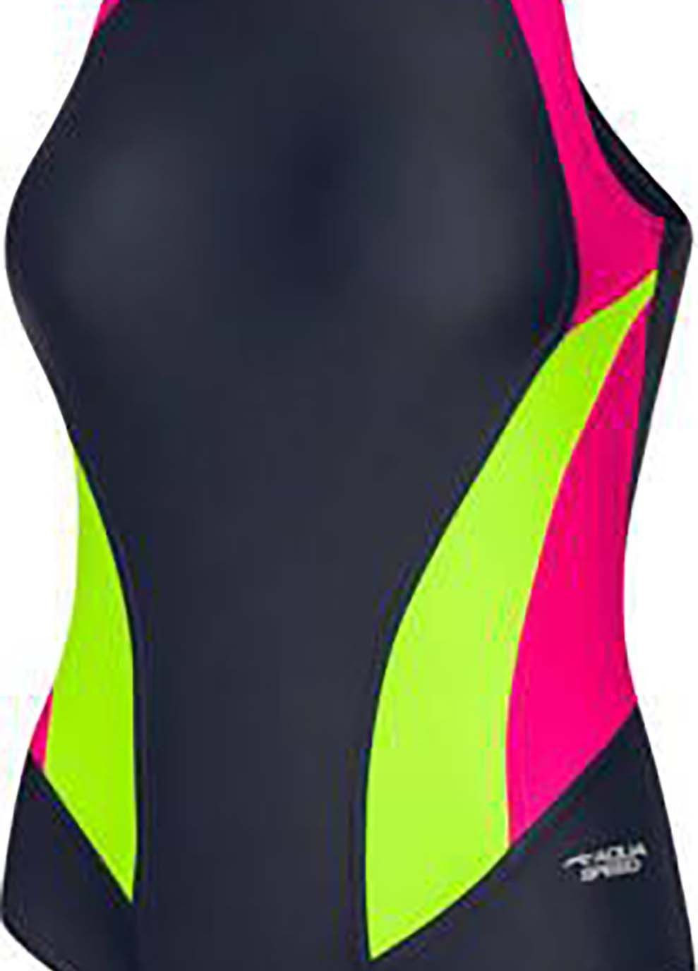 Комбинированный демисезонный купальник закрытый для женщин nina 60929 черный, малиновый, салатовый жен. Aqua Speed