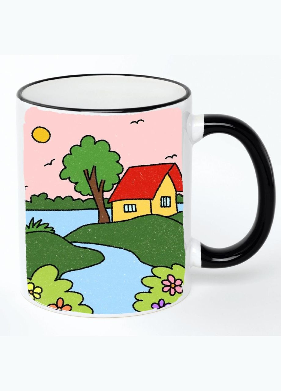 Чашка с детским рисунком (кружка, кружка) #0079 Белая с черной ручкой 330 мл No Brand (322716909)