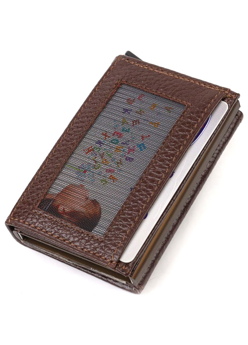 Мужской картхолдер в три сложения с автоматическим механизмом из натуральной кожи флотар 21934 Коричневый Canpellini (331913367)