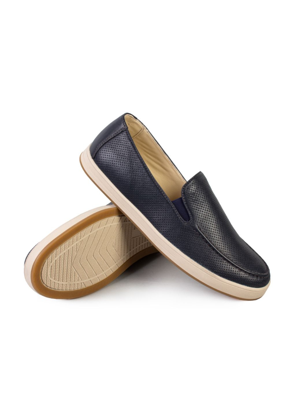 Синие повседневные туфли лоферы мужские бренда 9200468_(1) ModaMilano без шнурков