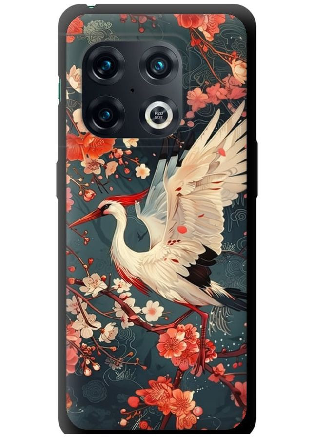 TPU черный чехол 'Сакура и аист' для Endorphone OnePlus 10 Pro (291125503)