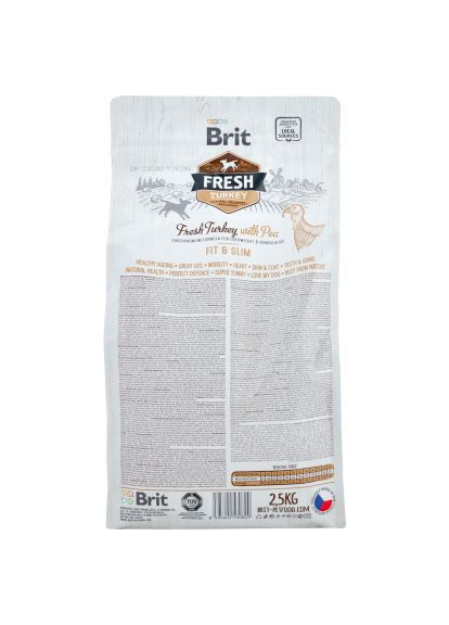 Сухий корм для собак (8595602530809) Brit Fresh Turkey/Pea Light Fit and Slim Adult 2.5 кг (370020464)