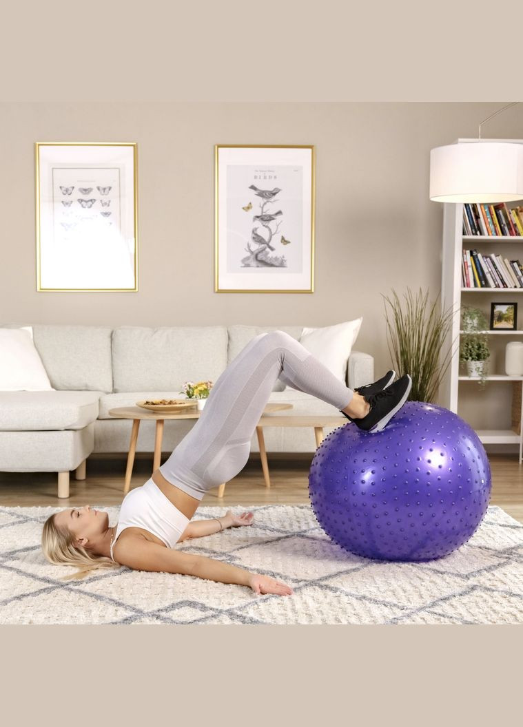 Фитбол массажный 65см фиолетовый + насос Hop-Sport (303126850)