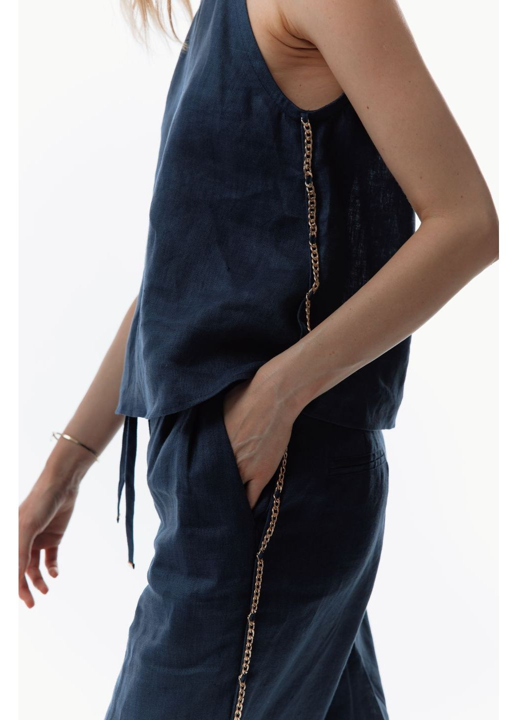 Лляні штани вільного крою - Синій, XS Juli Briz (361253390)