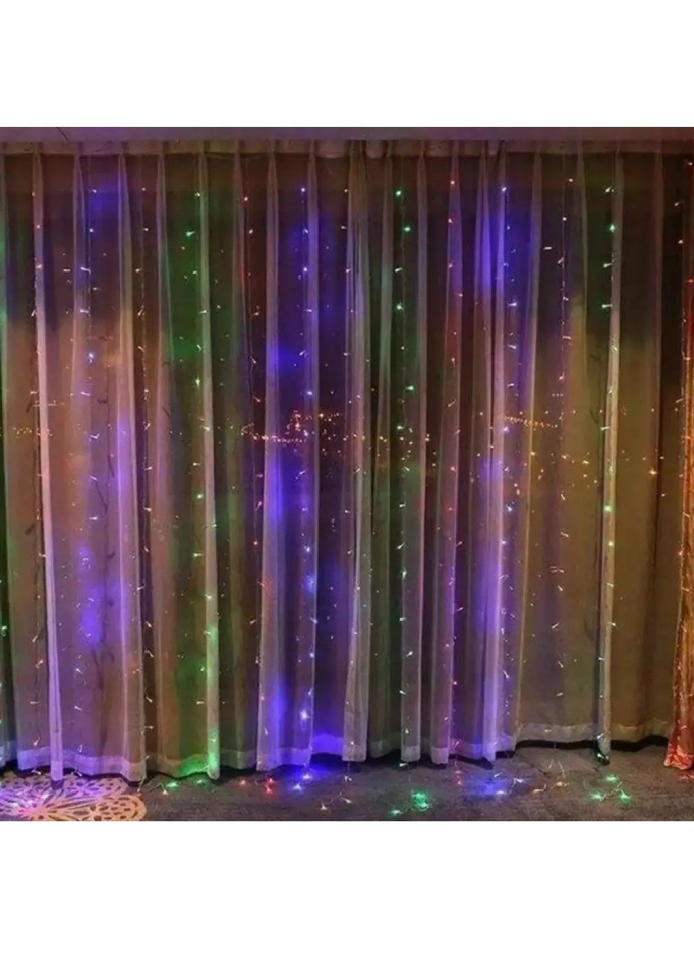 Гірлянда штора водоспад світлодіодна новорічна з роботою від мережі контролером 2х1,5 м 320 лампочок (481883-Prob) Різнобарвна Unbranded (367775609)