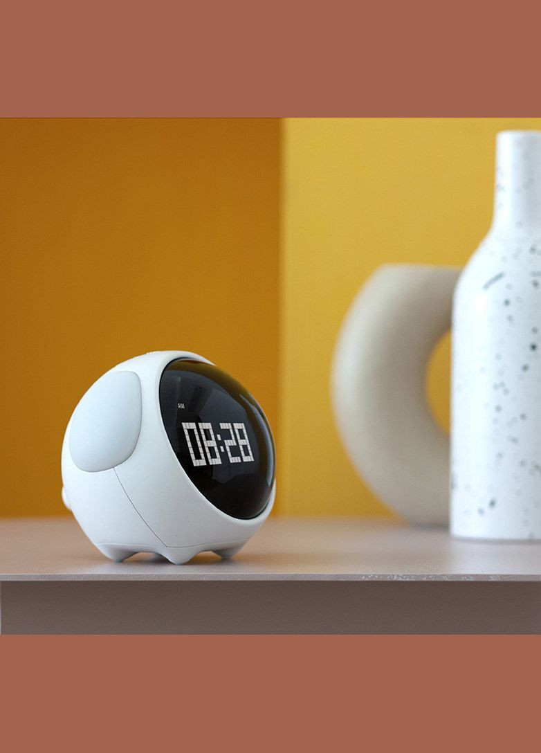 Будильник ночник Emoji Alarm Clock многофункциональный пиксельный с анимацией Белый ( код: YV-O ) Digital (331613580)