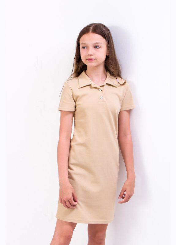 Бежевое платье-поло для девочки (p-10980) Носи своє (363042754)