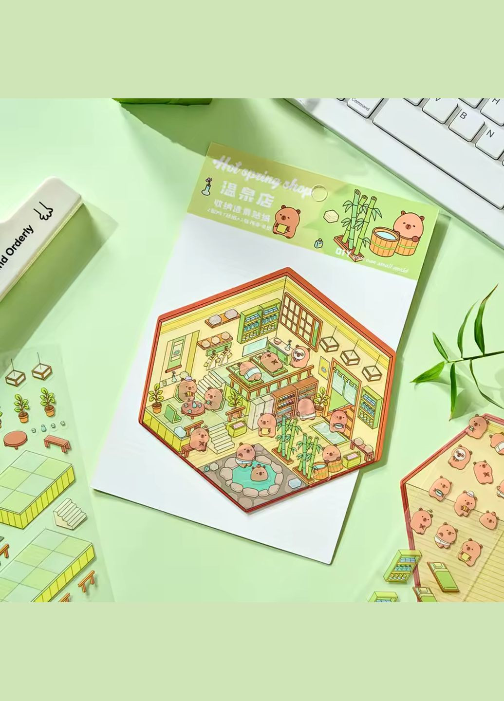 Набір пейзажних наклейок Спа з капібарами 12,5x19 см 1 набір (0008) No Brand (333342156)