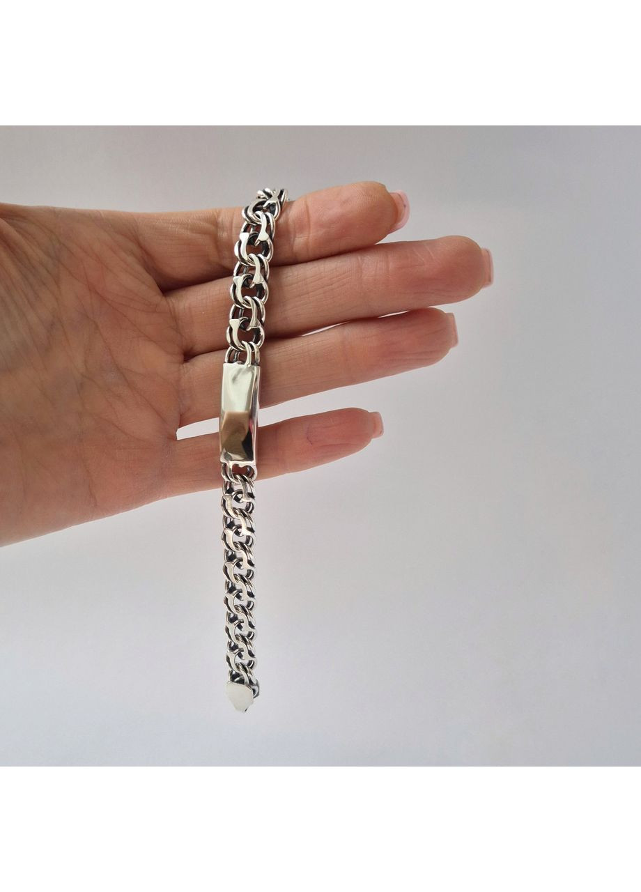 Срібний чорнений браслет Бісмарк з Пластиною 20 см 22.70г срібло 925 проби Чорнене 4687 Nobrand (369612470)