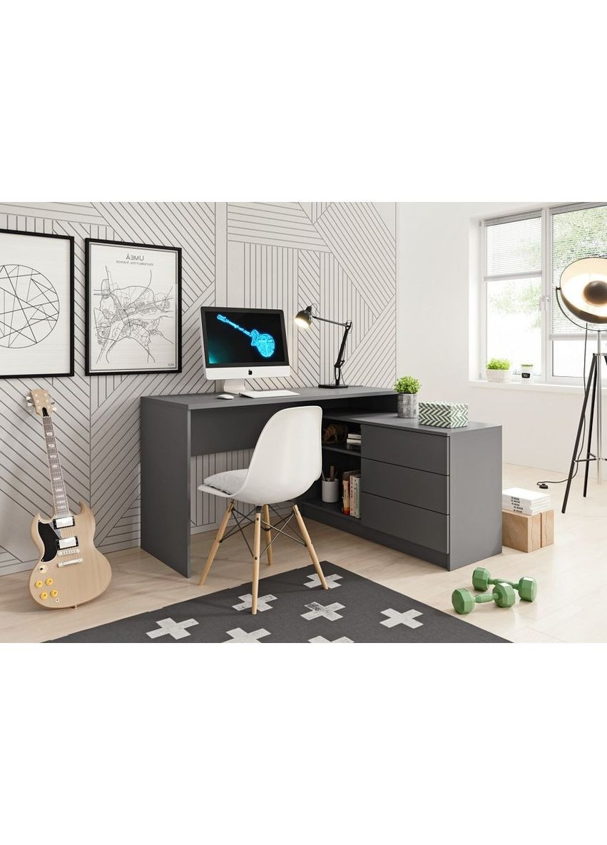 Стіл офісний письмовий Тео / Teo 3S/138 з 3 шухлядами Графіт (PFH-091166) Perfect Home (368662977)