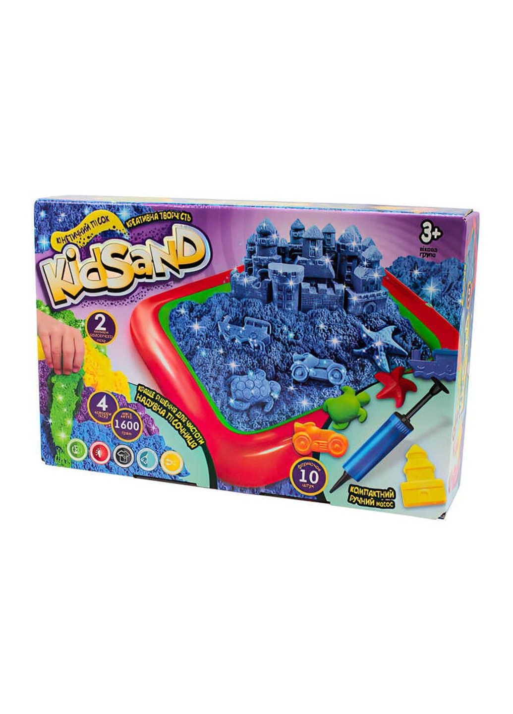 Кинетический песок "KidSand" 1600г + песочница KS-02-01U (5) "" Danko Toys (305825254)