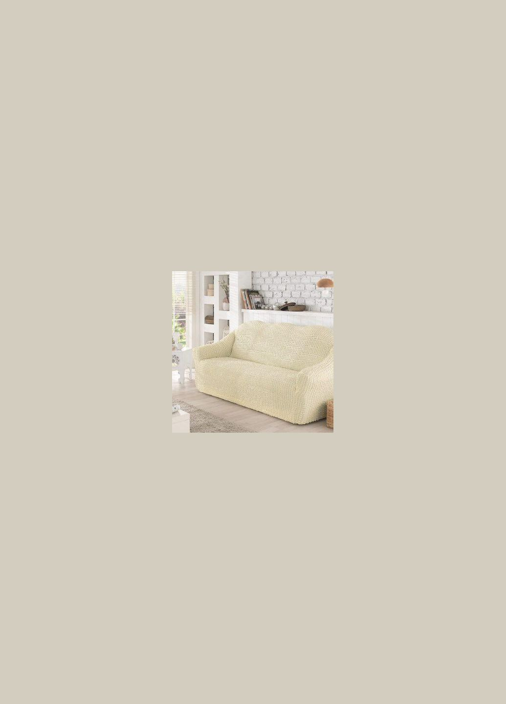 Чехол натяжной на трехместный диван без оборки 28-211 Песочный Venera (272158189)