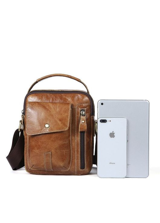 Сумка чоловіча шкіряна через плече 14766 Світло-коричнева Vintage (302009225)