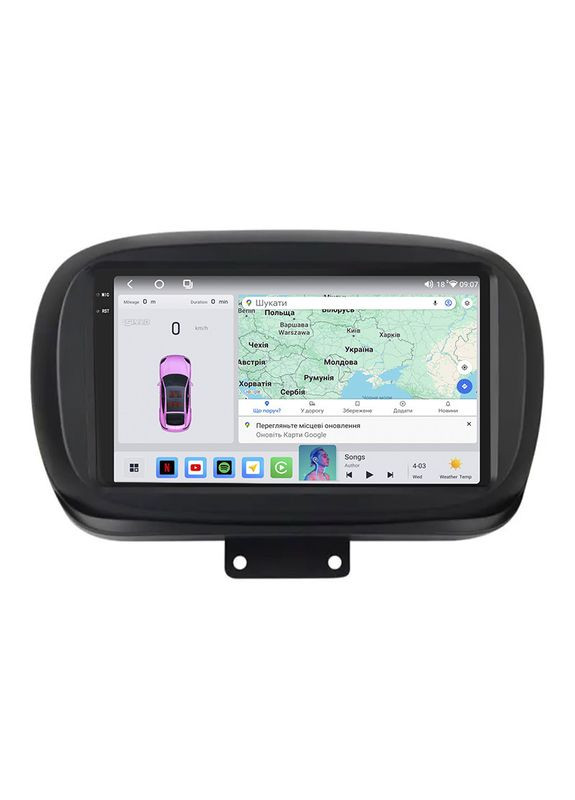 Штатная магнитола 9" для Fiat 500X I Рестайлинг 2018-н.в. 4/64 QLED CarPlay 4G Wi-Fi GPS 360 Prime 2 шт. Lesko (336196099)