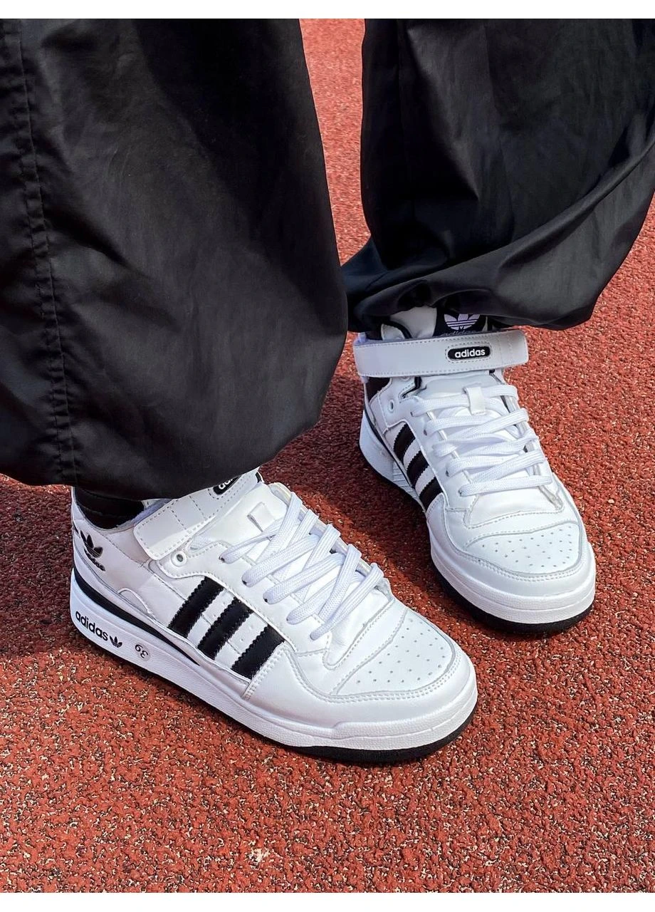 Белые летние кроссовки adidas forum 84 high white black адидас форум 84 No Brand