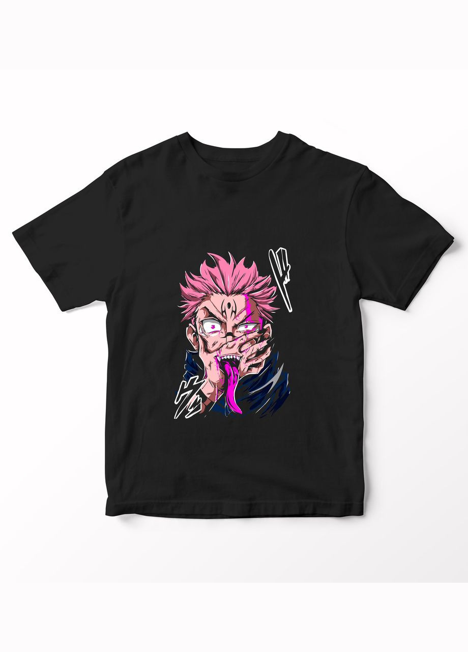 Черная футболка с аниме принтом магическая битва-4 No Brand