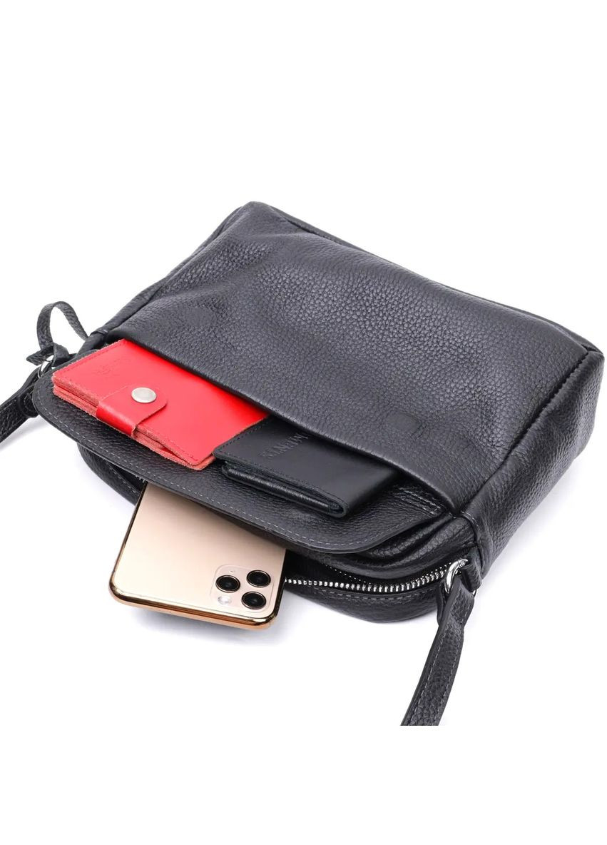 Черная женская сумка-кроссбоди из натуральной кожи 755710 Grande Pelle (303832122)