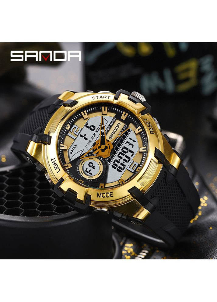 Чоловічий годинник 6015 Black-Gold (A-043868) Sanda (367729220)