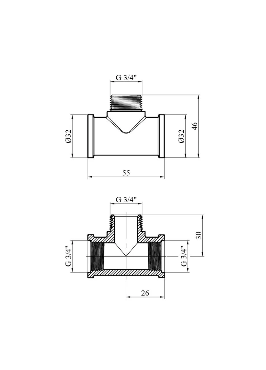 Трійник посилений 3/4" ВЗВ латунний УК0663-В Lexline (322643932)