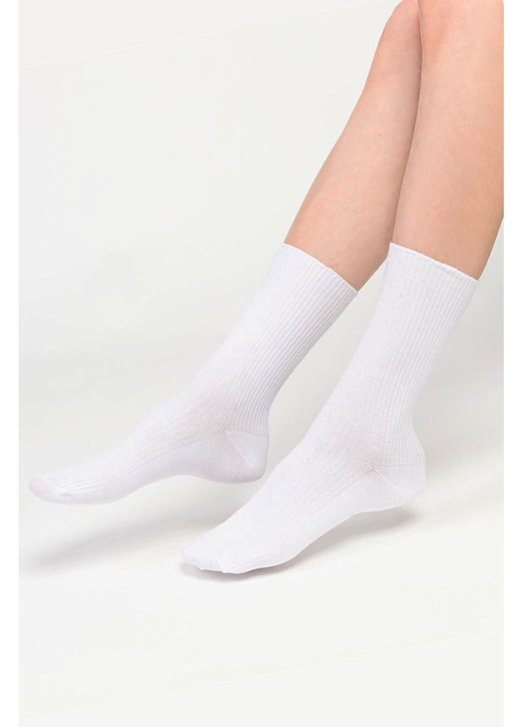Белые носки в рубчик хлопковые с ослабленной резинкой 062 Steven (349500524)