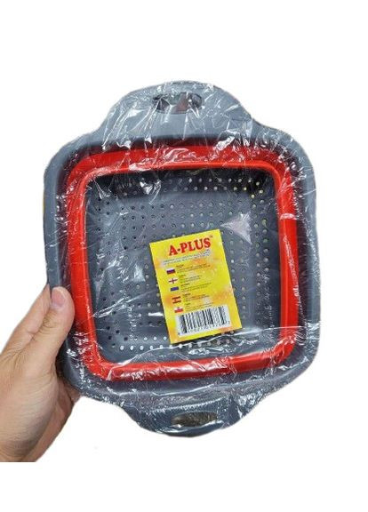 Дуршлаг силиконовый складной прямоугольный 29х22х8,7 Красный A-Plus (297332046)