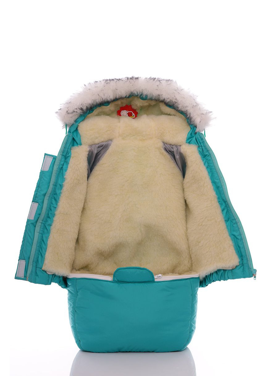 Комбинезон Конверт на меху для мальчика Тройка мех белый с черным морская волна 98 см (51361) BABYKROHA (298685900)