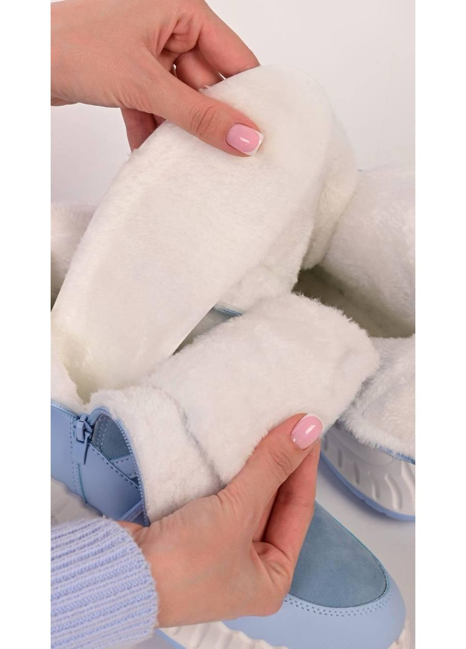 Зимние ботинки женские зимние голубые No Brand без декора из искусственной кожи, плащевка