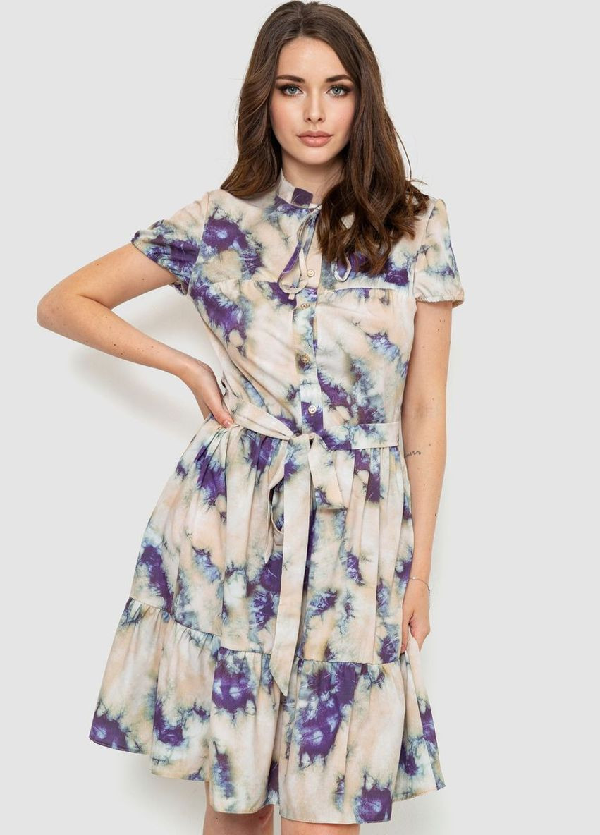 Комбинированное платье софт, цвет бежево-сиреневый, Ager