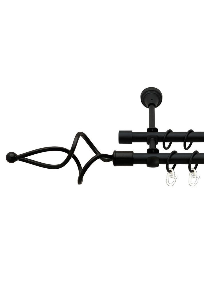 Карниз Ажур Волнистый металлический двухрядный открытый гладкая труба Черный Бархат 16\16 мм 300 см (00-00020992) ORVIT (300689601)