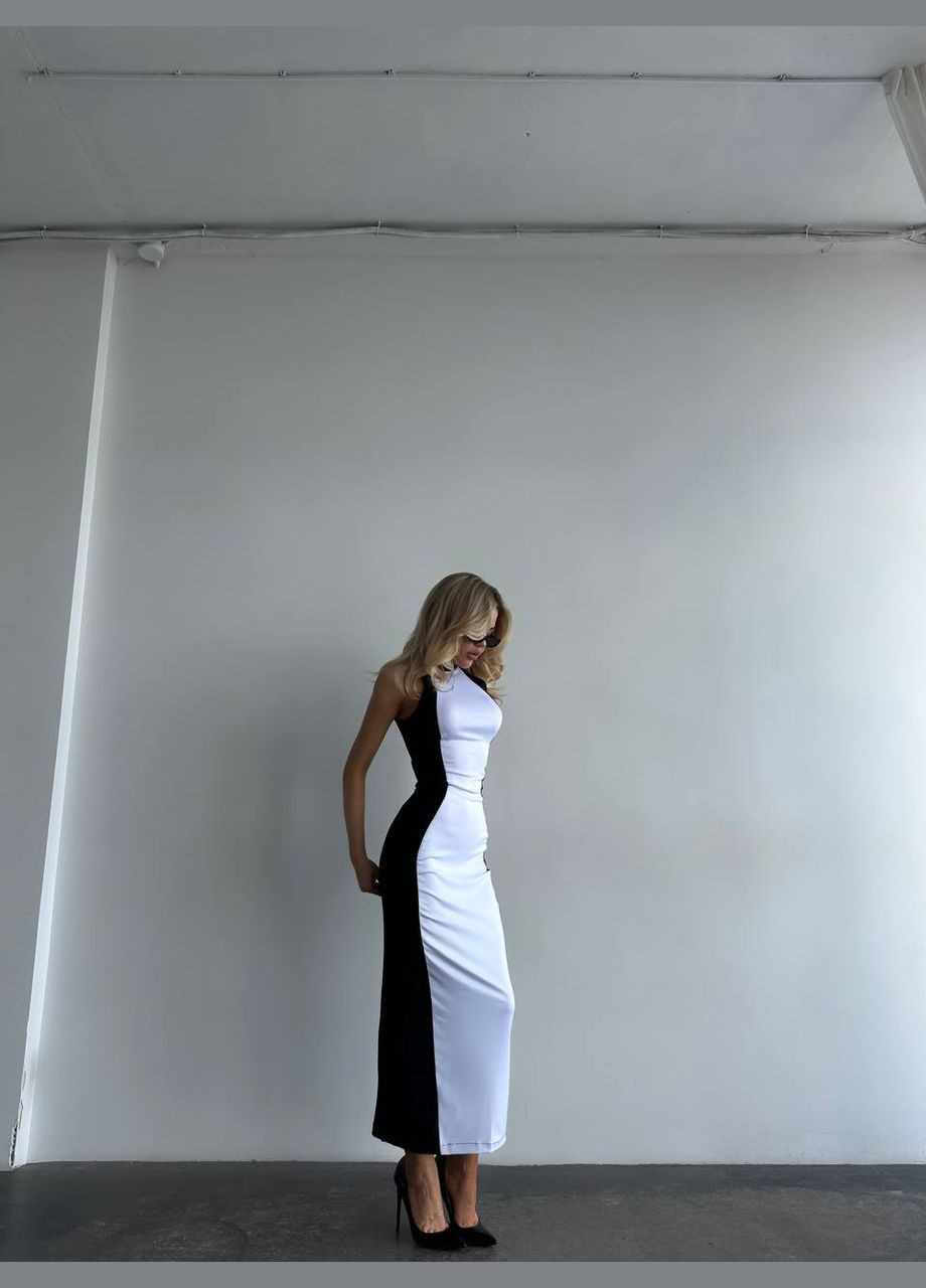 Черно-белое женкое платье микро дайвинг No Brand