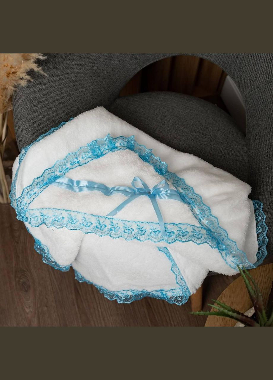 Хрестильна крижма з мереживом мікрофібра 90x90 см дитяча Блакитний (П4К-mur-krizhma-001-01) No Brand (323161041)