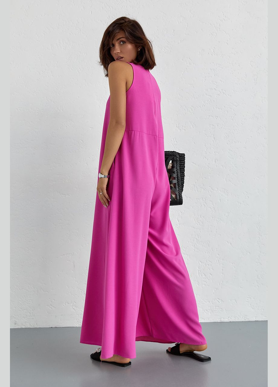 Літній комбінезон вільного фасону Liton комбінезон-брюки однотонний повсякденний бавовна, поліестер