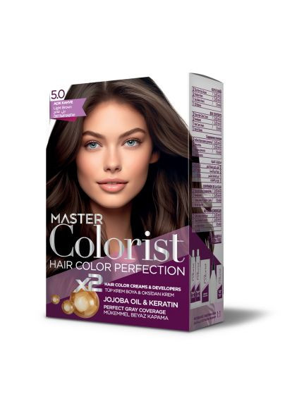 Фарба для волосся 5.0 Світло-коричневий, 2x50 мл+2x50 мл+10 мл Master Colorist (285119879)