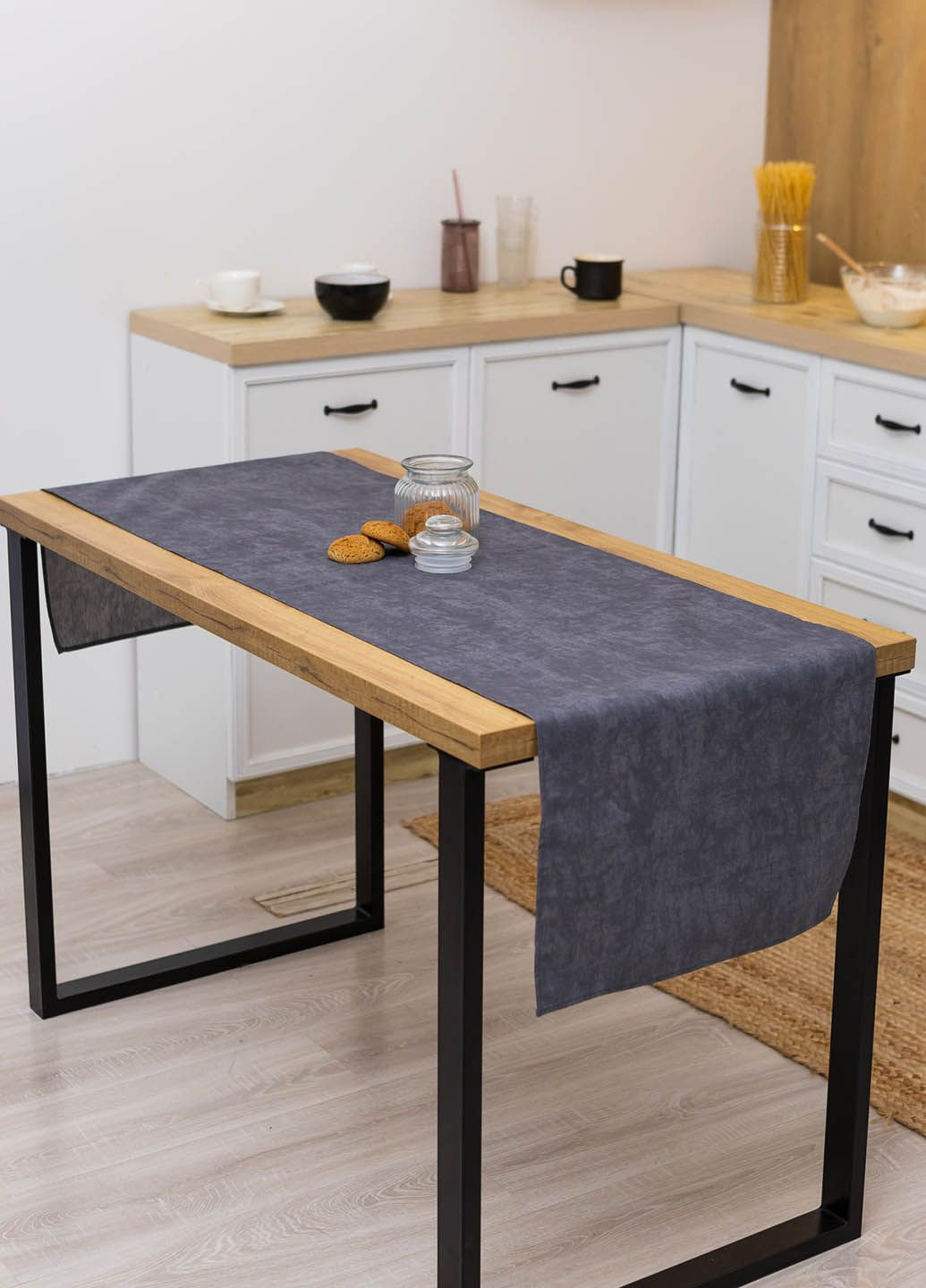 Скатертинадоріжка (ранер) "Мармур темносірий" 180х47 см, тефлон Homedec - (318448232)