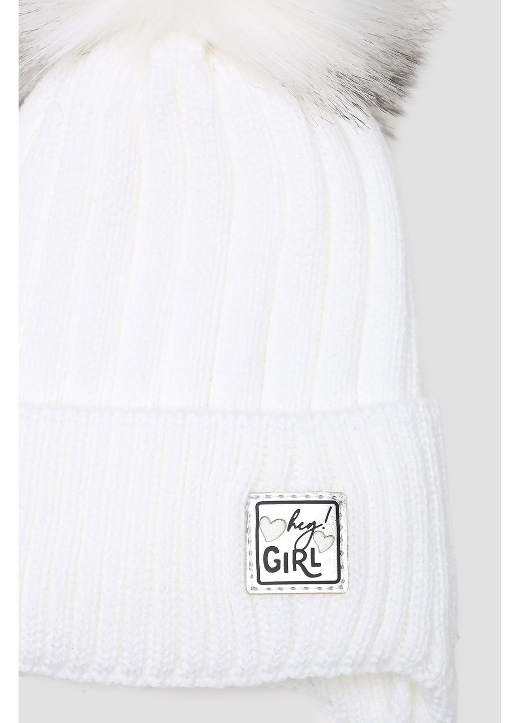 Комплект шапка-шарф для дівчинки колір білий ЦБ-00286628 Yuki (368824277)