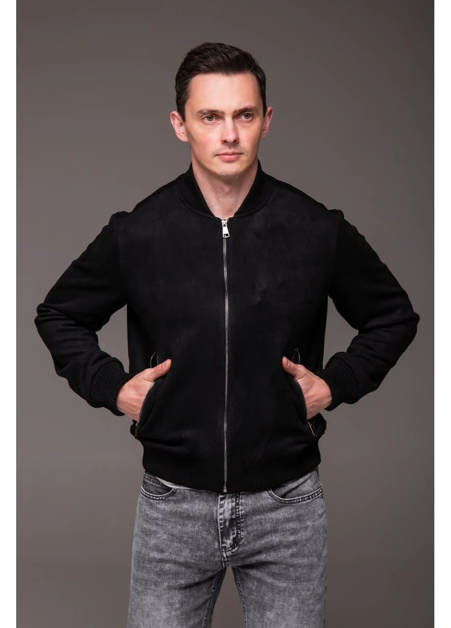 Черная её замшевая куртка "trendy" воротник стойка No Brand