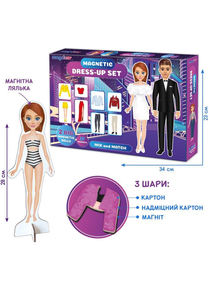 Настільна магнітна гра "Magnetic dolls" ML4032-09 EN 2 магнітні ляльки та 37 магнітів No Brand (330603737)