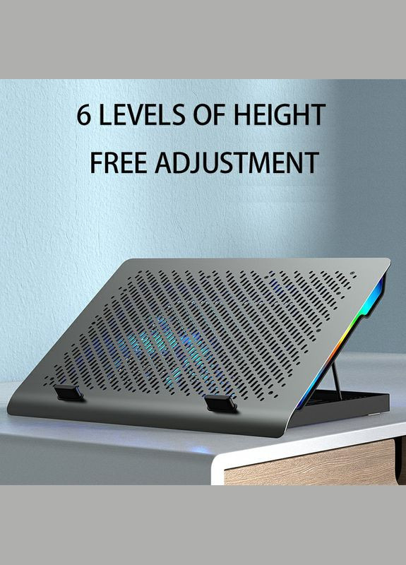 Підставка для ноутбука з охолодженням S30 з RGB-підсвіткою Laptop Cooling Pad Grey VHG (339680097)