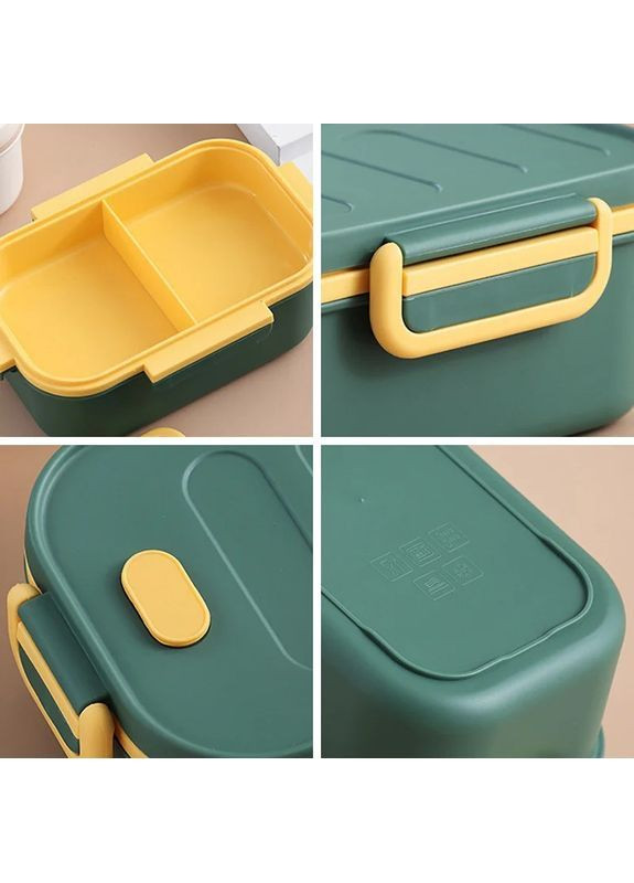 Двухъярусный ланч-бокс 1000 мл Grill, желтый, с мини-виделками More (365302548)