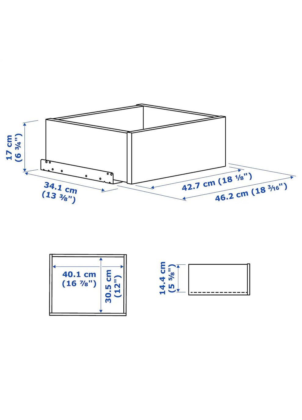 Передня рейка ящика та скло ІКЕА KOMPLEMENT 50х35 см (20447014) IKEA (278407096)