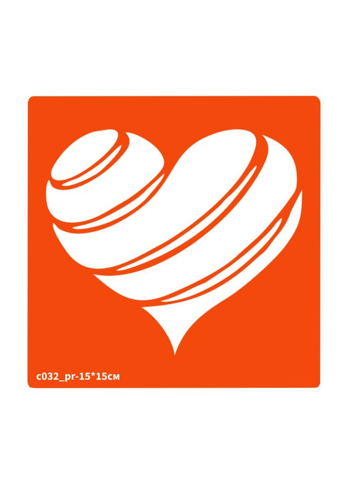 Трафарет для био-тату Сердечко c032_pr-15*15см, размер 15х15см Fresh Tattoo (344447393)