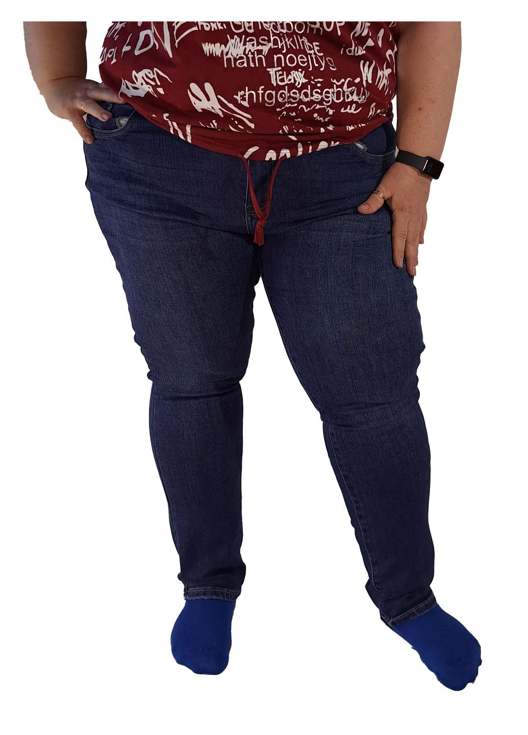 Джинсы-стретч женские батальные в синем цвете размер 34 No Brand - (365062695)