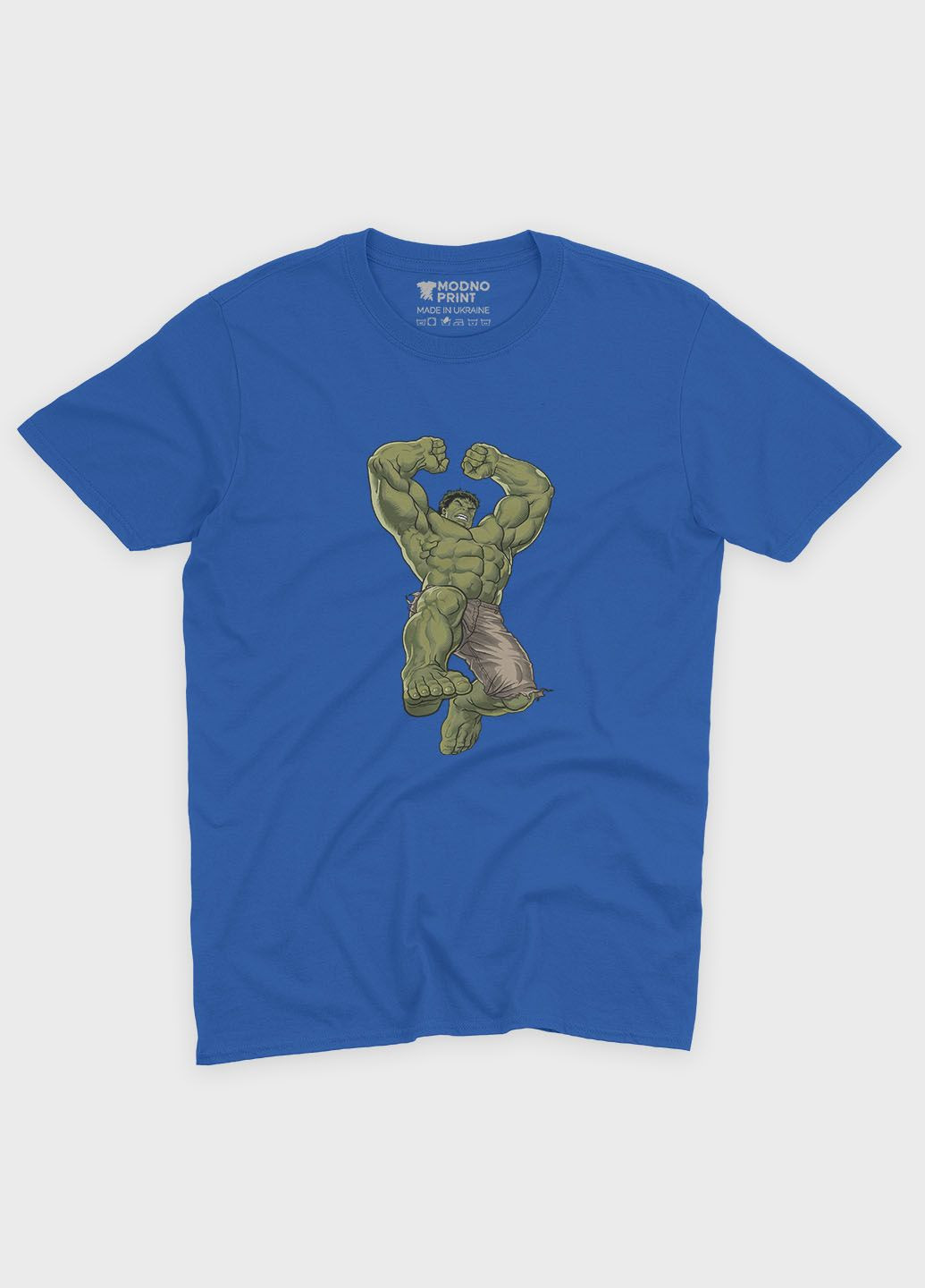 Синяя демисезонная футболка для мальчика с принтом супергероя - халк (ts001-1-brr-006-018-011-b) Modno