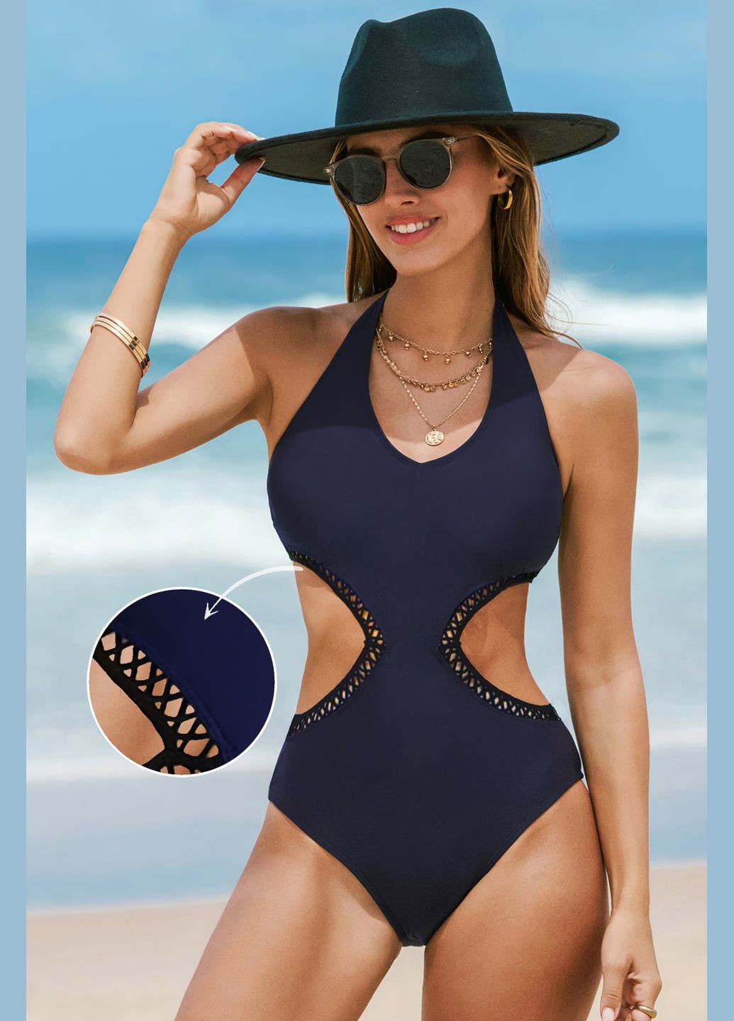 Темно-синій літній купальник CUPSHE