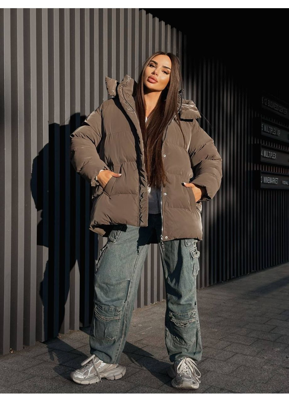 Коричневий зимній Пуховик No Brand